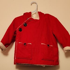 Hanna Andersson Red Pea Coat for Kids GNOME COAT SIZE 80= 18-24 MOSNTHS Rare